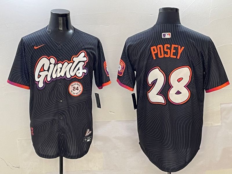 Men San Francisco Giants #28 Posey Black Second generation Joint Name Nike 2025 MLB Jersey style 19